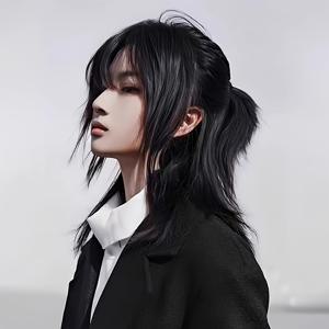 TEMU 데일리 웨어 가발, 모든 사람에게 적합, 블랙 울프 테일 숏 헤어, 워리어 헤드, 멀렛 피쉬 헤드, 매력적인 패션 코스프레, 파티, 휴일, 자연스러운 푹신한 가발 할로윈 가발