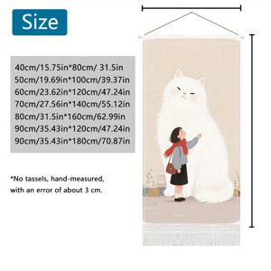 TEMU 1PC 태피스트리, 귀여운 고양이 동반자 꿈 라이트 럭셔리 프린트 술 장식 태피스트리, 거실, 침실, 기숙사, 학교 교실 또는 파티 장식용 벽걸이, 스타일리시하고 질감이 있는 방 장식, 액세서리 포함