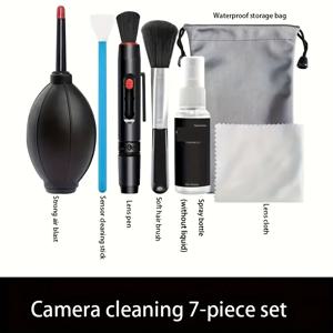 TEMU 7피스 컴퓨터 폰 카메라 멀티퍼포즈 키트 - 강력한 헤어드라이어, 스프레이 병, 마이크로파이버 천, 브러시 등 포함 완벽 프로페셔널 카메라 보호 세트 - 카메라 및 렌즈 청소를 위한 필수 도구, 랜덤 컬러