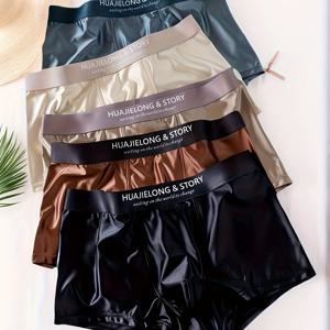 TEMU 남성용 보커스 5pcs - 부드러운 반사 소재, 편안하고 통기성 좋은 남성용 보커스 쇼츠