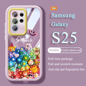 TEMU 휴대폰 케이스 - 꽃사탕 코끼리 디자인, 삼성 갤럭시 S25 울트라, S25 FE, S25, S25 플러스, S24 울트라, S24 플러스, S24 FE, S24, S23 울트라, S23 FE, S23 휴대폰 케이스 호환. 새로운 반투명 디자인으로 만화풍 감성.