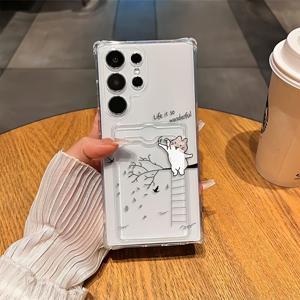 TEMU 휴대폰 케이스 - 활기찬 작은 고양이 디자인, 고품질 투명하고 부드러운 휴대폰 케이스로 카드 삽입이 가능합니다. 낙하 및 충격으로부터 보호하며, 삼성 A54/A53/A52 (A52S도 포함), A34 (5G), A14 (5G)와 호환됩니다.