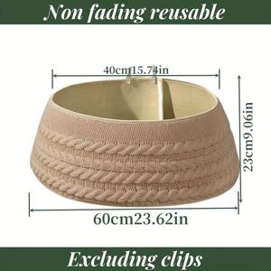 TEMU 1개 농가 스타일 크리스마스 트리 칼라 - 러스틱 레드 & 브라운, 인공 나무 호환 가능, 크리스마스, 생일, 겨울, 부활절, 캐나다 축제용 장식품 - 내구성 있는 폴리에스터 베이스, 연중 사용 가능한 데코, 컨트리 크리스마스 장식, 꼬인 로프 디테일, 핸드메이드 느낌, 니트 디자인, 홈 , 할로윈 장식