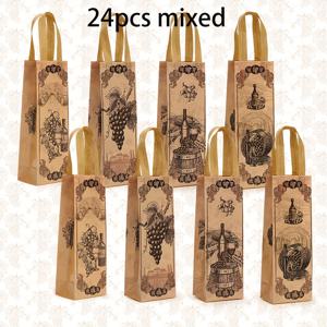 TEMU 카키 파티 용품 선물 홈 파티 웨딩 병 선물 가방 핸들 포함, 비직물 선물 가방 병 축제 가방 대량, 선물용 비직물 패브릭 가방 파티 토트백 팩 크리스마스 토트백 크리스마스 장식 선물