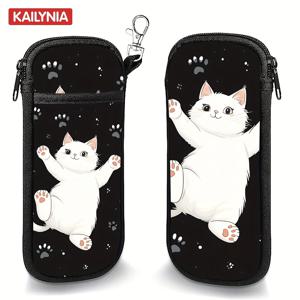 TEMU 귀여운 고양이 프린트 휴대폰 가방, 안경 케이스, 소품 보관 가방, 휴대용 캐주얼 스타일, 남성, 여성 및 젊은 사람들에게 작은 선물로 적합