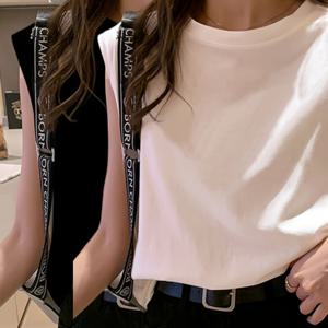 TEMU 2개 여성 솔리드 컬러 캐미솔 탱키니 조끼 여성 루즈 라운드넥 백 슬리브리스 탑 아우터웨어 인너웨어 베이스 레이어 봄 여름, 편안한 캐주얼