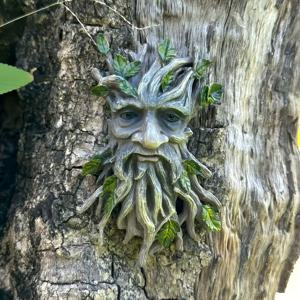 TEMU 나무 영혼 조각상, 정교하게 수제 제작, 레진 소재, 야외 정원 장식에 적합, 크리스마스 및 추수감사절 연휴 장식, 새해, 할로윈, 발렌타인데이를 위한 가정 벽 및 입구 장식으로도 사용 가능