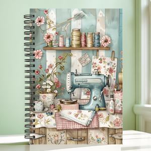 TEMU 바느질 영원 테마의 나선형 노트 - 14.48X21.08Cm, 고품질 대학교 칸막이 종이로 제작, 학교, 사무실 사용 또는 친구, 가족, 선생님 및 학생을 위한 선물로 적합. 학교 및 사무용품, 필기 저널로 좋습니다.