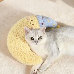 TEMU 고양이 초승달 베개 - 부드럽고 푹신한 펫 베개 - 세탁기 사용 가능 - 실내 고양이와 소형견에 적합 - 편안한 펫 침대 베개 - 달 모양 펫 베개