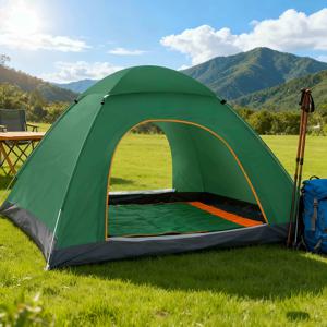 TEMU 아웃도어 2인용 대형 텐트 - 초경량 휴대용 실내/야외 캠핑 텐트, 그린 & 오렌지 돔 캐노피, 어린이용 간편 설치, 백팩 친화적 텐트, 뒷마당, 여행, 봄/가을용 (어린이/크리스마스 선물)