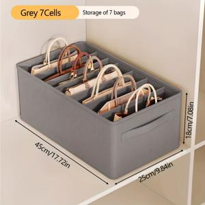 TEMU DYWMM 패브릭 백인백 정리함 - 빈티지 스타일 수납박스, 핸드백, 옷장 및 드레서용 고급 내구성 분리형 (그레이) | 개별 가방 수납을 위한 공간절약형