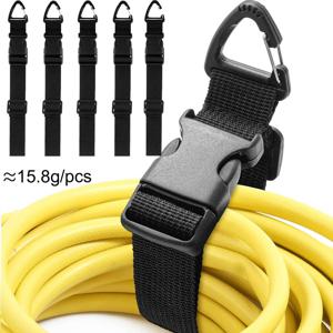 TEMU 내구성 강화형 조절 가능한 연장코드 정리기 5개 세트 - 3축 버클 잠금장치, 블랙 폴리프로필렌 코드 홀더, 스튜디오 및 차고 정리, 공구 벨트, 안전한 케이블 보관, 연장코드 홀더, 공구 정리, 견고한 구조, 작업 공간 정리,컴팩트 디자인,다용도 정리함,고품질 소재,강화된 디자인,작업장 도구