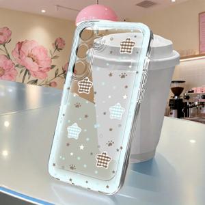 TEMU 휴대폰 케이스 - 체크무늬 디자인, 발자국 2가지 색상, TPU 폰 케이스 (삼성 갤럭시 S25, S24 Ultra, S21, S22 Plus, S23 FE, M11, F12, M01S, M32, M42, A54, A53, A52, A51 등 다양한 모델 호환)