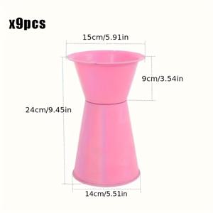 TEMU 9피스 방수 플라스틱 꽃꽂이 베이스 - 내구성 있는 꽃병 인서트, 생화 포장용, 하트 및 그리드 디자인 포함 - 부케 및 선물용, 꽃 슬리브, 핸드헬드 부케 라이너, 트렌디한 부케, 플로리스트 포장 버킷, DIY 꽃 포장 도구