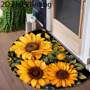 TEMU 1개 2D 평면 검정 배경 패턴 발매트 - 세척이 쉬운, 반원형 디자인, 실내/실외 사용 가능, 현관, 주방, 욕실, 발코니 및 야외 공간에 적합, 실내/실외 매트 | 생동감 넘치는 디자인 | 내구성 있는 폴리에스터 매트, 장식, 발매트, 실내 현관, 현관 매트, 발코니 매트