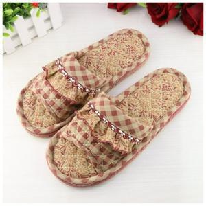 TEMU [] 3중 쿠션 레이스 프릴 실내화 푹신한 층간소음방지 미끄럼 층간소음방지 거실화 면슬리퍼