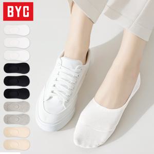 TEMU 10족 BYC 여성용 페이크삭스 양말, 덧신, 벗겨짐 방지, 데일리 단색 여자 양말세트, 사계절, 학생, 교복, 패션