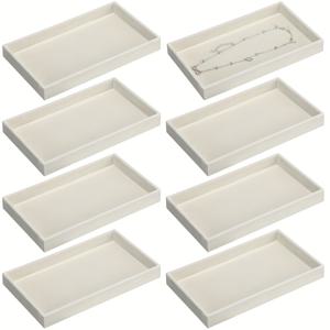 TEMU 8단 스택 가능 벨벳 보석함 - 베이지, 직사각형 보관 서랍 (반지, 목걸이, 귀걸이 정리용), 8.3 X 4.7 X 1 인치, 보석 정리함