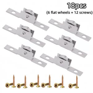 TEMU 18개 (롤러 6개, 나사 12개 포함)으로 구성된 고강도 저소음 메탈 볼 베어링 레일 시스템 - 창문, 캐비닛 및 문을 위한 완전한 도어 하드웨어 부품에 적합, 설치 용이