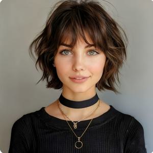 TEMU 여성용 레미 페루비아 인모 가발, 짧은 픽시 스타일 앞머리, 150% 밀도, 브라운 레이어드 보브, 로즈 네트로 제작, 일상, 파티 및 특별한 날에 사용하기 위해 기계 제작, 관리 불필요