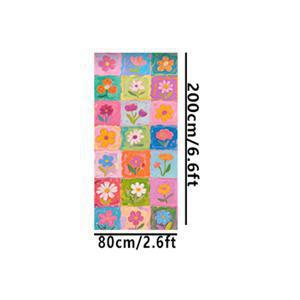 TEMU 1개 카펫 러그 - 파스텔 핑크 체크무늬 플로럴 패턴, 두께 0.8cm, 거실, 침실, 소파용 럭셔리 - 부드러운 섬유, 손세탁 전용, 대형 사이즈 가능