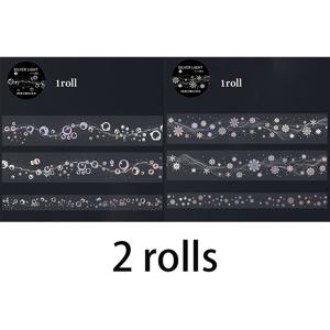 TEMU 2롤/봉투 수제 공예 테이프, PET 재질, 반짝이는 은색 테이프 끝, '별이 빛나는 밤' 시리즈의 오리지널 무봉제 테이프 특징, 다양한 환경에서 플래너, 문구류 및 물병 장식에 적합