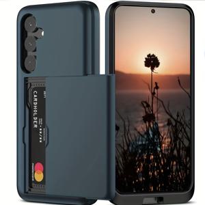 TEMU 폰 케이스: 컬러 블록 슬라이드 카드 삽입형 삼성 S26 울트라 플러스 호환, 비즈니스 안티 드롭 보호 케이스, 새해, 생일 선물에 완벽