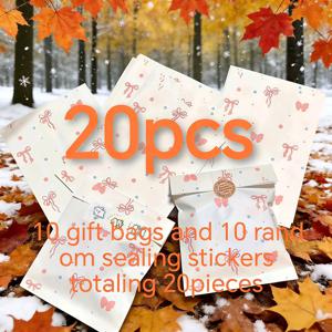 TEMU 핑크 리본 하트 종이 봉투 10개 + 밀봉 스티커 10개 세트 (20개입). 스타일리시한 작은 선물, 프로젝트 포장에 완벽하며, 선생님, 친구, 학생 또는 사랑하는 사람들에게 휴일 선물로 적합합니다.