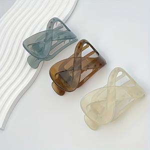 TEMU 3개 세트 8자형 미디엄 사이즈 크로커다일 클립 패션 심플 매트 젤리 컬러 덕빌 헤어클립, 여성용 이발 스타일링