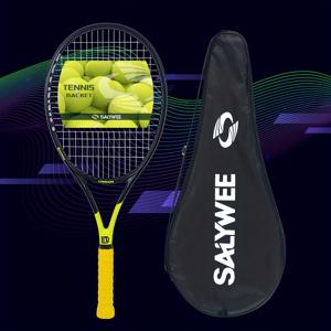 TEMU SALYWEE 복합 탄소섬유 테니스 라켓, 경량, 고품질 프로용 라켓 프레임, 헤드 사이즈 102제곱인치, 16×19 사전 스트링 장착 패턴, 그립 테이핑, 무료 가방 포함, 남녀 공용 야외 스포츠 훈련 및 게임용으로 이상적