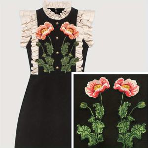 TEMU 2pcs 정교한 자수 천 스티커, 장식용 백합 꽃 자수 천 스티커 의류 장식 패치 접착제 백합