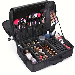 TEMU 3단 메이크업 박스 대용량 화장품 가방 다기능 뷰티 도구 보관 가방 여성 여행용 화장품 수납 상자