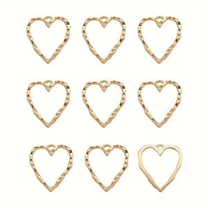 TEMU 10개/100개 골든 합금 하트 모양 엠보싱 패턴 오픈백 프레임 펜던트, UV 레진, 에폭시 레진, 엠보싱 귀걸이 목걸이 펜던트 주얼리용