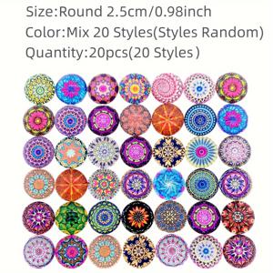 TEMU 1.8cm/2.0cm/2.5cm 20개 플랫백 유리 카보숑 다투라꽃 돔/반원형 패치 혼합 스타일, DIY 프로젝트 주얼리 제작용, DIY 공예 재료