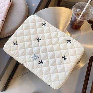 TEMU 시크한 리본 자수 노트북 슬리브 - 튼튼한 폴리에스테르, 체크무늬, 10/11