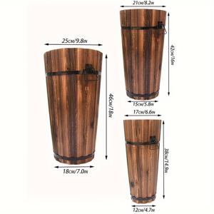 TEMU 1/3개 실내 장식 발코니 다육이 나무 화분 로그 보존 원형 정원 꽃꽂이 홈 데코 빈티지 목가 스타일 나무 화분 다기능 정원 장식품 홈 수납 버킷 나무 정원 도구 원예 선물