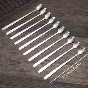 TEMU 6개 세트 스테인리스 스틸 롱 핸들 믹싱 스퀘어 스푼, 커피 스푼, 블렌더 디저트 스푼, 차 커피 로스터테일 밀크쉐이크 차가운 음료, 파티용 추천