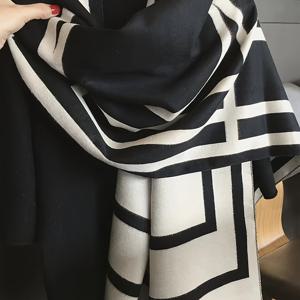 TEMU 플러스 사이즈 - 플러스 사이즈 - 플러스 사이즈 가을/겨울 양면 페이크 캐시미어 두꺼운 체크 스타일리시 따뜻한 스카프, 다양한 착용 스타일 여성용 숄