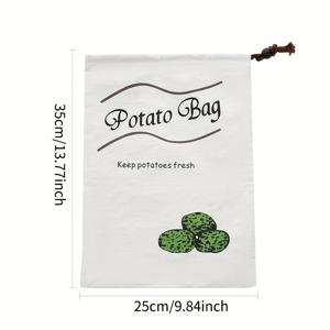 TEMU 1개 재사용 가능한 캔버스 야채 보관백 - 내구성 있는 사각 신선도 유지 백, 감자와 양파에 적합한 발아 방지 주방 정리함, 재사용 가능 농산물 가방