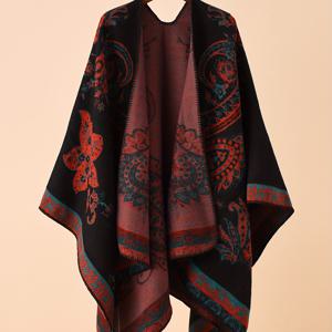 TEMU 플러스 사이즈 - 플러스 사이즈 - 여성용 오버사이즈 앞면 오픈 두꺼운 숄 가디건, 캐주얼 폰초 스웨터 (블랭킷으로도 착용 가능), 가을, 겨울 및 야간에 적합