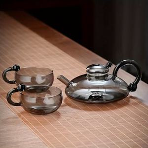 TEMU 창의적인 찻주전자 1개와 컵 2개로 구성된 분리형 우려내기 세트 1세트, 쥐 꼬리 디자인의 고온 저온 용기 키트