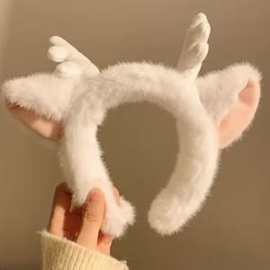 TEMU 사슴뼈 워시 페이스 헤어밴드 여성용 플러시 마스크 메이크업 헤어 클립 헤어웨어 2024년 신상 헤어밴드 헤어 추가