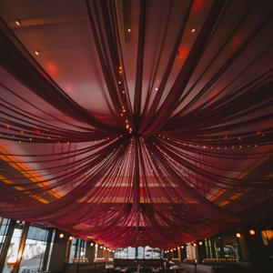 TEMU 우아한 레드 쉬어 패브릭 커튼, 26.1피트 - 웨딩식 & 수원장식에 완벽한, 다목적 폴리에스터 배경천 (파티/이벤트, Halloween, 크리스마스용)