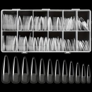 TEMU 120개 롱 스틸레토 네일 팁 X 네일 호환 - 12가지 사이즈 프리쉐이프 스틸레토 형태 풀커버 젤 인조네일, 매트 팁 /젤 폴리쉬용, 손/발 네일 연장을 위한 즉각적인 볼륨 & 길이