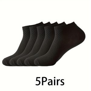TEMU 남성용 대나무 섬유 숏 삭스 5/10켤레, 편안하고 통기성이 좋으며 발목 길이