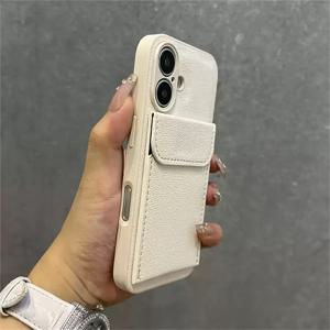 TEMU 럭셔리 순수 컬러 가죽 리치 패턴 카드 슬롯 홀더 폰 케이스 - 아이폰 17 에어 16 15 14 11 프로 맥스 플러스 X XS XR 8 7 SE 소프트 백 커버
