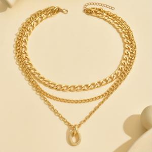 TEMU 패셔너블 힙합 멀티 레이어 목걸이 (방수 및 변색 방지)