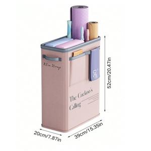 TEMU 1개 우아한 원단 수납 바구니, 접이식 요가 정리함, 홈 헬스 장비 홀더, 상단 개방형 디자인, 다용도 가정 및 주방 사용, 선반 바구니