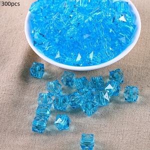 TEMU 별빛 하늘 티슈 케이스 뜨개질용 수제 비즈 300개, 10mm 투명 사각 비즈, 아크릴 루즈 비즈