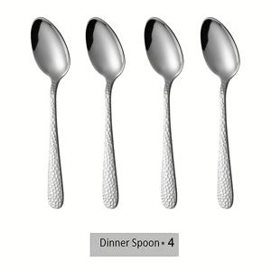 TEMU 스테인리스 스틸 식기 4개 세트 (테이블용, 호텔 식사, 가족 국, 모임에 적합)